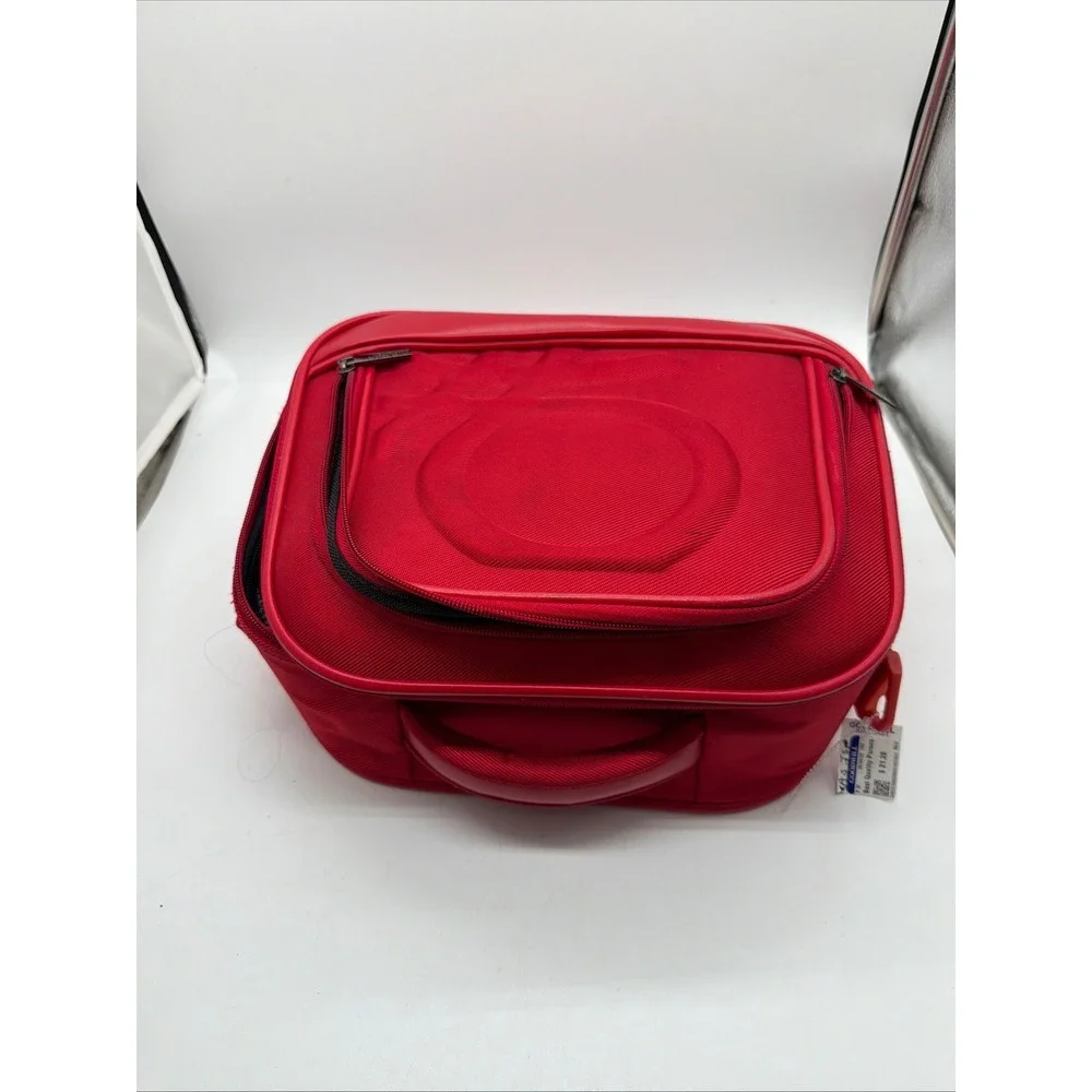 United Colors of Benetton Red Vanity Case Travel Cosmetic Bag Mirror Organizer